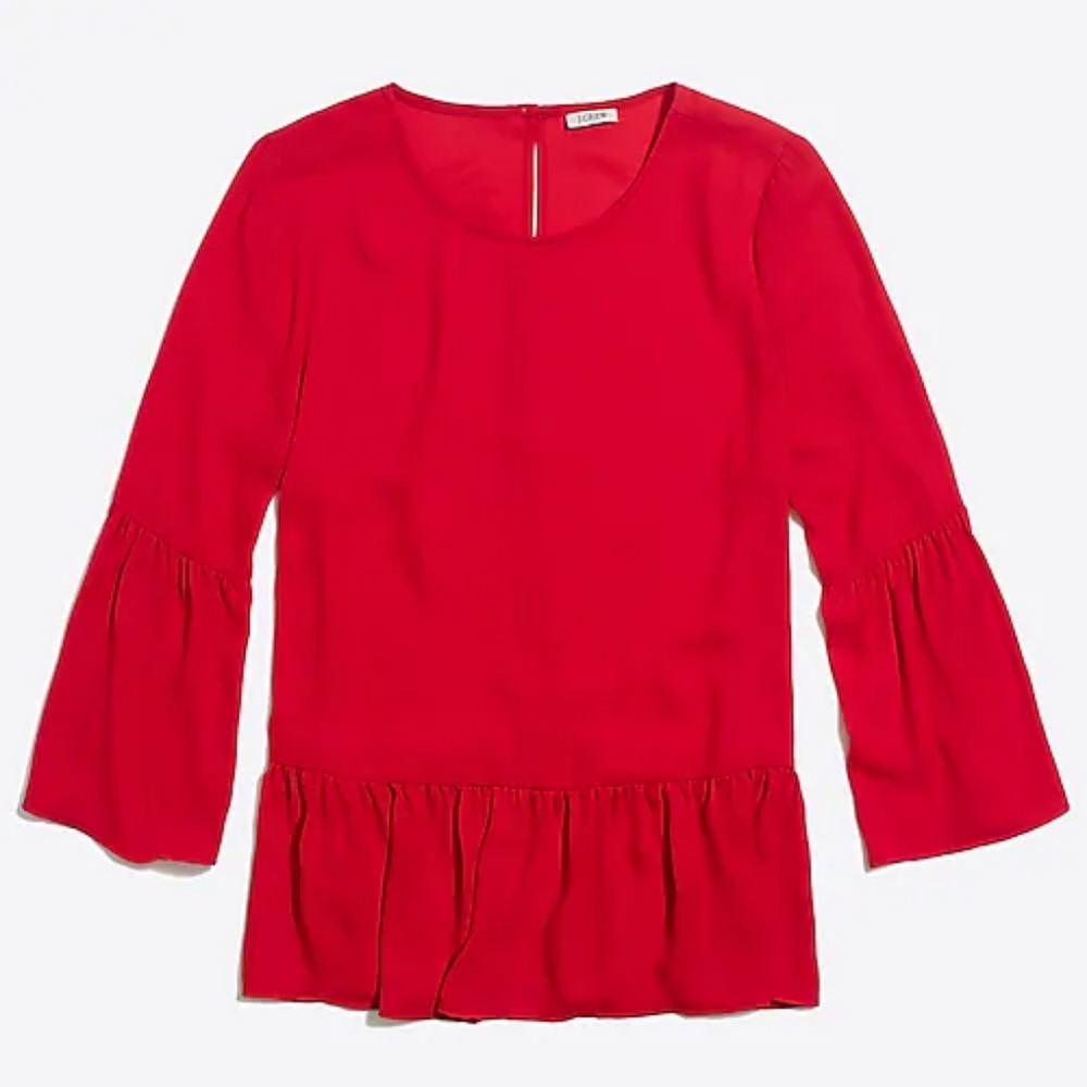J.Crew Red Peplum with 3/4 Bell Sleeves
